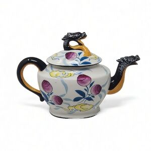 Chinoiserie Maximalist Gold Castle Chikusa Dragon Teapot Hand Painted Porcelain